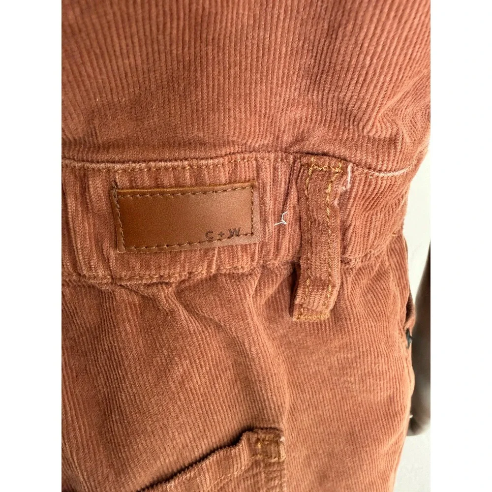 Cleo + Wolf Corduroy Jumpsuit Rust Brown Utility Short Sleeve Medium - Picture 10 of 11